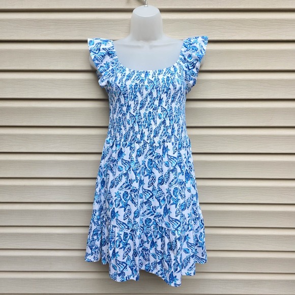 Lilly Pulitzer Other - Lilly Pulitzer Jilly Smocked Dress Resort White Shell Collector Youth Girls XL